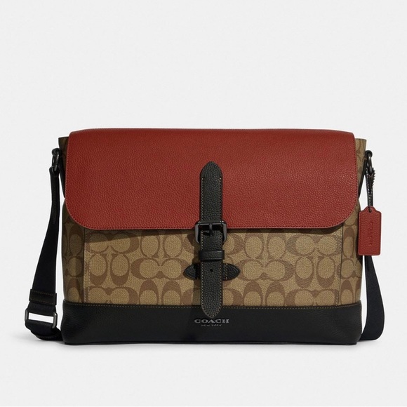 Coach c8142 Hudson Messenger In Colorblock Signature Canvas - Picture 6 of 7